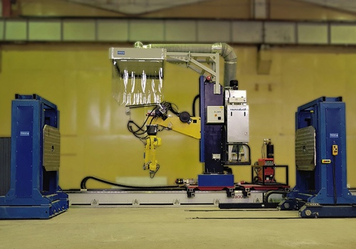 Didelių konstrukcijų suvirinimo robotas