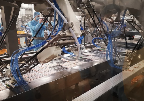 Krabų lazdelių išdėliojimo robotai