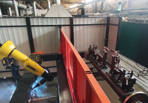 Grūdų sėjamosios vilkties suvirinimo robotas