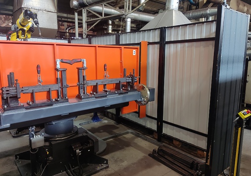 Grūdų sėjamosios vilkties suvirinimo robotas