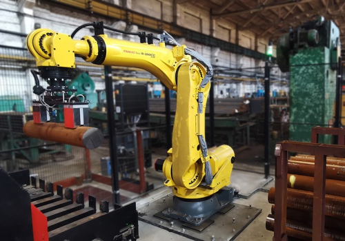 Srieginių staklių iškrovimo robotas