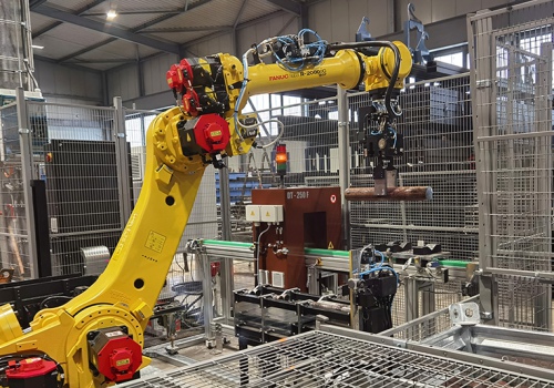 Gaminių iškrovimo ir atmetimo robotas