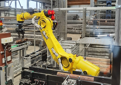 Gaminių iškrovimo ir atmetimo robotas