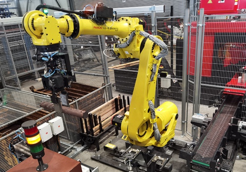 Gaminių iškrovimo ir atmetimo robotas