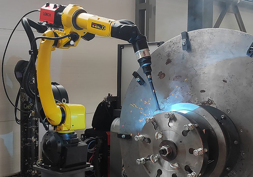 Ventiliatorių sparnuočių suvirinimo robotas