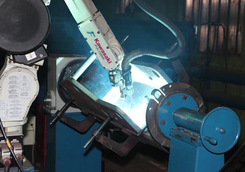 Šachtų tvirtinimo atramos suvirinimo robotas