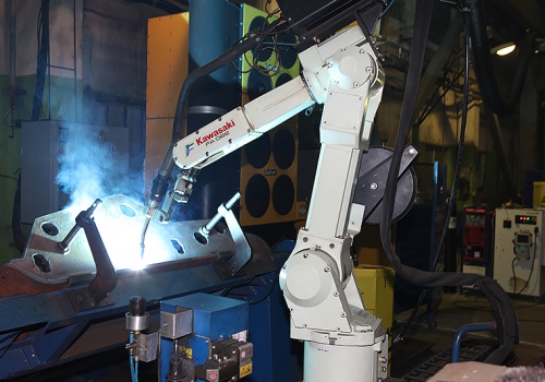 Šachtų tvirtinimo atramos suvirinimo robotas