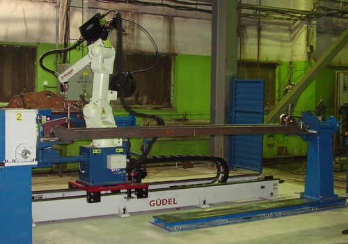 Šachtų tvirtinimo atramos suvirinimo robotas