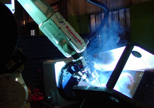 Šachtų tvirtinimo atramos suvirinimo robotas