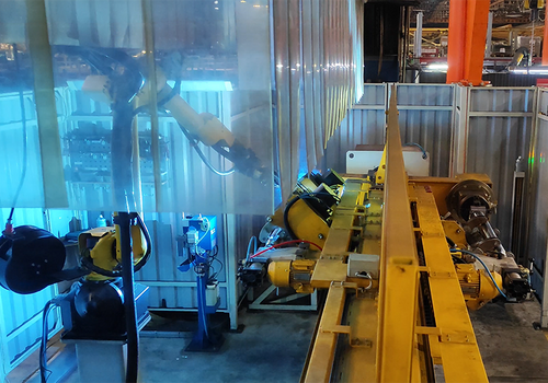 Strypų ir hidraulinių cilindrų suvirinimo robotas